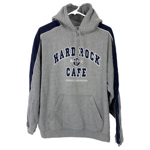 Hard Rock Cafe Nassau Bahamas Hoodie Sweatshirt Gray Blue Mens Medium